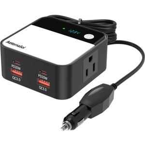 200W Car Plug in Charger Outlet DC 12V to AC 110V car Adapter for Plug Outlet, Portable Car Power inverters with Fast Charging Port for Vehicles, Car Outlet Adapter for Road Trip, Camping