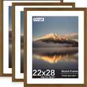 22X28 Poster Frame, Display Pictures 18X24 with Mat or 22X28 Without, Wall Hanging Frames, Rustic Brown, 3 Pack