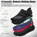 Women's Orthopedic Diabetic Wide Walking Shoes: Comfortable Arch Support Plantar Fasciitis Casual Slip On Loafers, Orthotic Adjustable Easy Top House Shoes for Swollen Feet and Heel Pain Relief (8.5 X-Wide, K1-black)