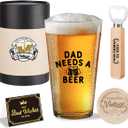 Funny Dad Fathers Day Retirement Gift Christmas Retired Valentines Birthday Gifts for Dad Men Father Daddy Beers Lovers Husband Cool Beer Drinking Glass Gift