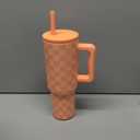 Simple Modern 40 oz Tumbler with Handle and Straw Lid | Leak-Proof Insulated Stainless Steel Water Bottle Travel Mug Cupholder Use | Gifts for Women Her | Trek Signature | Tropical Peach Checkmate