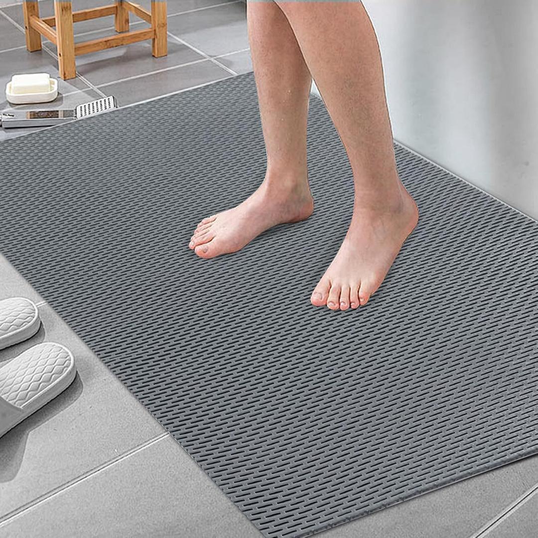 MINUPWELL Extra Large Shower Mat for Inside Shower, 47 x 31 Large Bathtub Mat Non-Slip, Quick Dry Bathtub Mats Soft PVC Loofah Trimmable Bathroom Rugs, Shower and Wet Areas for Tub and Bathroom