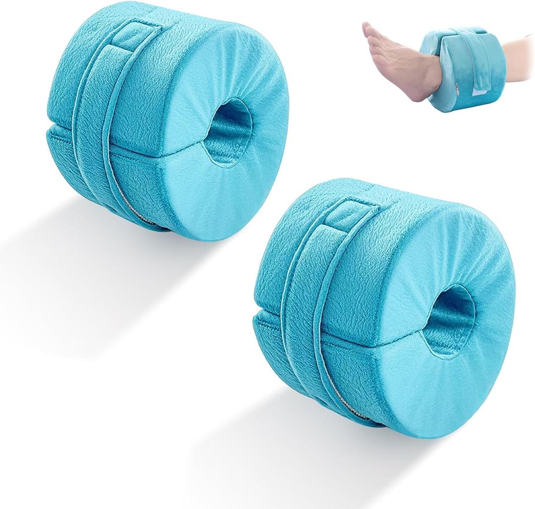 Foot Elevation Pillow, 2 PCS Ankle Foam Cushion with Zipper Removable Cover, Ankle Pillow for Sleeping, Foot Pressure, Bed Sore Ulcer, Feet Leg Rest and Leg Rest Post Surgery(Blue)