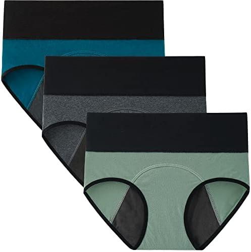 INNERSY Period Underwear for Women High Waisted Leak-Proof Postpartum Menstrual Panties 3-Pack Size 3XL