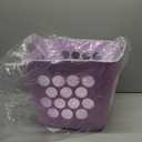 Flexible Plastic Carry Laundry Basket Holder Square Storage Hamper with Side Handles (Purple)