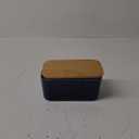Ceramic Butter Dish with Lid,Large Butter Container with Airtight Cover for Countertop or refrigerator,Farmhouse Butter Holder for Kitchen Gifts,Dishwasher Safe,Navy Blue Embossed Pattern