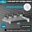 2 Pack Metal Slatwall Shelves 24X12 Inch, White, M2PC