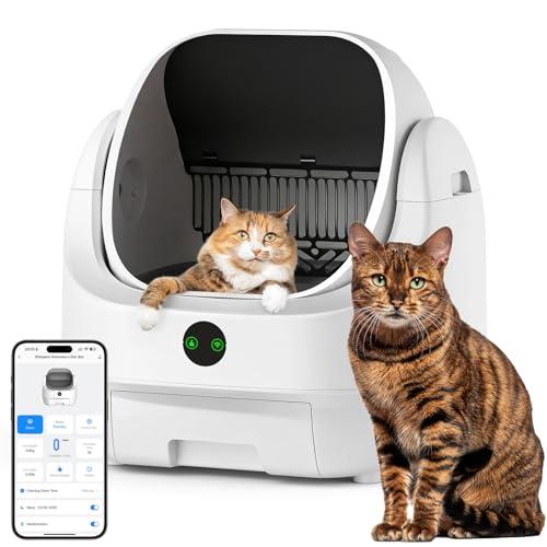 Open Top Automatic Litter Box, Odor Control, Ready to Use, Self Cleaning Litter Box, Large Capacity with APP Control and Safety Sensor, Ellenpent, with Trash Bags/Waterproof Mat/Litter Mat