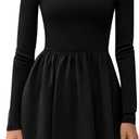 PRETTYGARDEN Women's Long Sleeve Mini Dresses 2025 Fall Casual Crewneck Pleated A Line Party Cocktail Short Dress with Pocket (Medium)