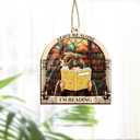 4 x Reading Girl Ornaments, Acrylic Wood Printed Over Ornament for Christmas Tree Hanging Decor, Gift Idea for Reading Lover 3.29 Inches