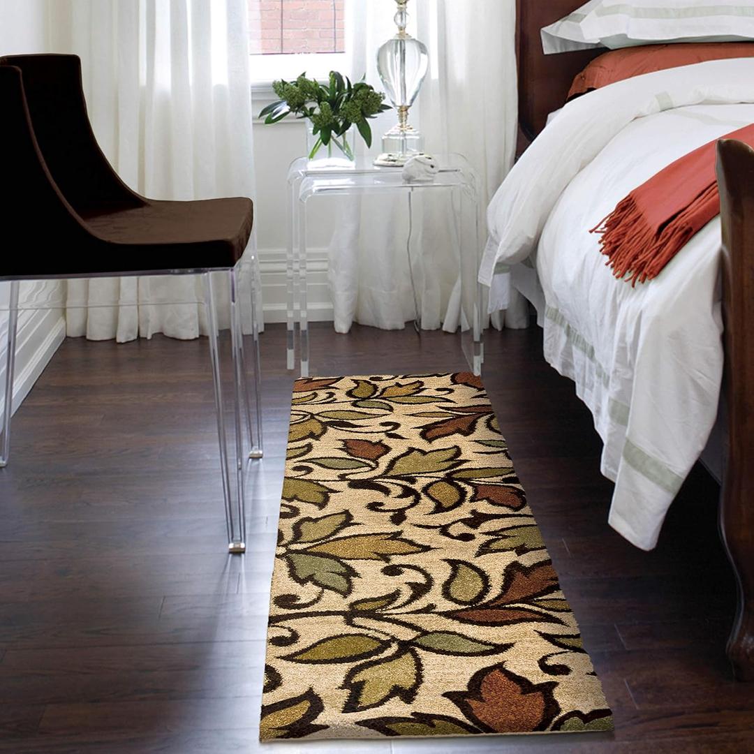 Orian Floral Leaf Runner, 2'3" x 8', Bisque