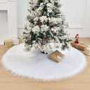 80 Inch Christmas Tree Skirt, Extra Large Thick Faux Fur, White Plush Velvet for Merry Christmas Party Decor