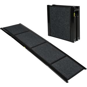 Ashfield & Harkness: Felt Dog Ramp - 63 x17, Black, Foldable & Portable, Metal Frame, Non-Slip, Stairs Alternative for Car-SUV-Truck, Pets 250lbs Cap