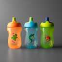 Tommee Tippee Sporty Bottle, 10oz Sippy Cups for Toddlers 1-3, Spill-Proof, Bite Resistant Spout, Easy to Hold Design, BPA Free, Pack of 3, Orange, Green and Blue | for 12m+, Non-Spill, Sippy Cups, for Toddlers, Easy-Hold
