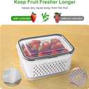 5 PCS Large Fruit Containers for Fridge - Leakproof Food Storage Containers with Removable Colander - Dishwasher & microwave safe Produce Containers Keep Fruits, Vegetables, Berry, Meat Fresh longer
