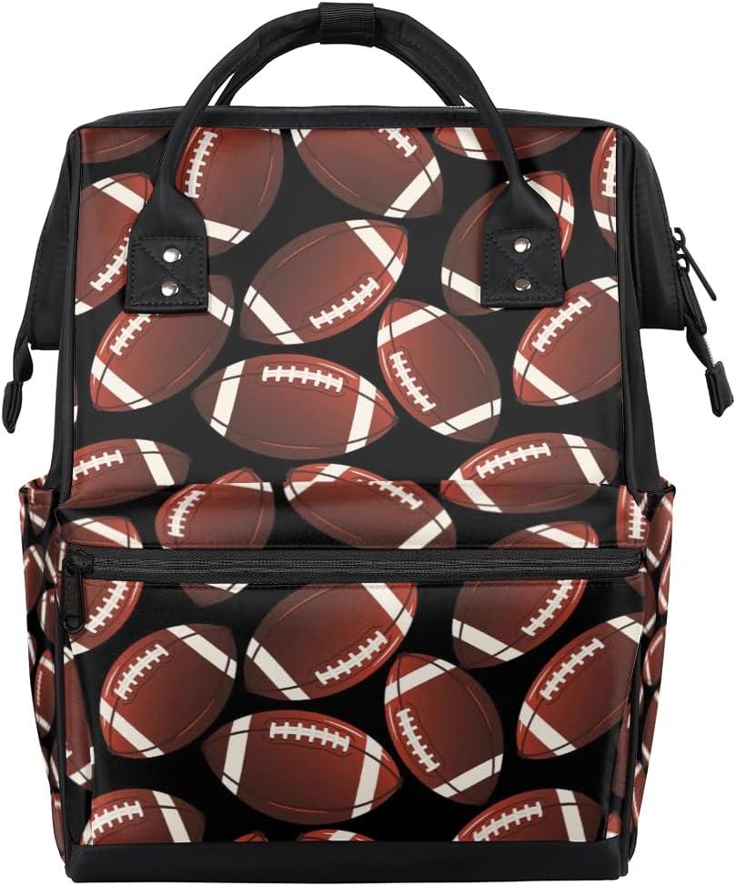 American Football Diaper Bag Backpack Large Compartment Mommy Bag with Stroller Straps Waterproof Casual Daypack for Mom and Dad Travel Bag (15.7x7x11 inch)