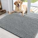 OLANLY Dog Door Mat for Muddy Paws 36x24, Ultra Absorbent Chenille Mud Doormat, Non-Slip Washable and Dirt Trapping Doormat for Indoor Entryway, Quick-Dry Indoor Pet Bed Mats for Dogs, Grey