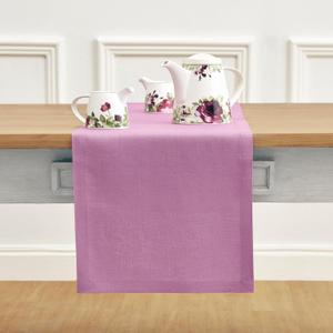 Solino Home Violet Table Runner 36 Inches - 100% Pure Linen Short Table Runner 14 x 36 Inch Ideal for Dresser and Coffee Tables - Summer - Fete