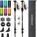 KINGGEAR Nordic Walking Stick, TP1 Hiking Poles Retractable Lightweight 7075 Aluminum, Trekking Poles with Flip Lock, Natural Cork and EVA Grip, 2pc Hiking Gear (Black)