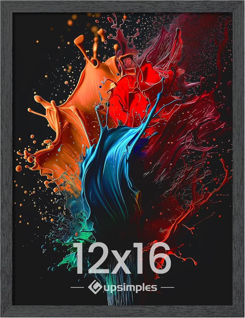 upsimples 12x16 Picture Frame, Wall Gallery Photo Frames with Engineered Wood, Black 1 Pack