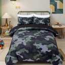 Holawakaka Full Size Camouflage Bedding Comforter Set with Sheets,Boys Girls Men Camo Bed in A Bag 5 Pieces,Kids Teens Dorm Bed Sets Neutral Farmhouse Lodge Cabin Army Bedspread (Dark Green,Full) (Army Green)