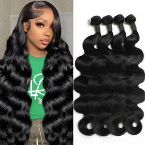 12A Human Hair Bundles 18 20 22 24 Inch Raw Body Wave 4 Bundles Human Hair 100% Unprocessed Brazilian Virgin Hair Quick Weave Extensions Natural Black