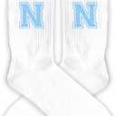 Blue And White-Striped Letter Socks, Sports Socks For Men, Blue Team socks, Friends And Family, Birthday Gift.(N)