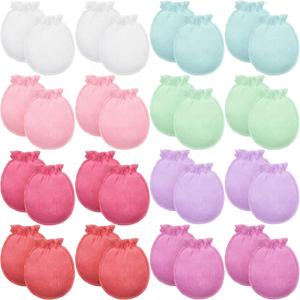 16 Pairs Newborn Baby Cotton Mittens No Scratch Gloves Unisex Newborn Mittens for baby Boys Girls 0-6 Months (Eye-catching Color)