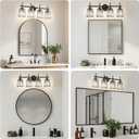 Crystal Bathroom Light Fixtures Over Mirror, Black 4-Light Bathroom Vanity Lights Over Mirror Modern Wall Lighting Sconces with Ceramic E26 Base (Bulbs Not Include)