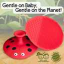 2 x SplashEZ Cradle Cap Brush for Babies | Soothing Newborn Head Massager | Food-Grade Soft Silicone Baby Bath Brush & Scalp Scrubber | Infant Cradle Cap Comb - Organic Shape & Ladybug Design, 2-Pack