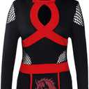 Spooktacular Creations 2 Pcs Ninja Costume Women, Halloween Ninja Costume Adult with Mask for Halloween Party Cosplay (Black, XXL)