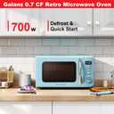 Galanz GLCMKZ07BER07 Retro Countertop Microwave Oven with Auto Cook & Reheat, Defrost, Quick Start Functions, Easy Clean with Glass Turntable, Pull Handle.7 cu ft, Blue