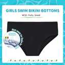 Girls Swim Bikini Bottoms with Fully Lined, UPF 50+ Sun Protection Swimsuit Soft Quick-Dry for Beach Pool (Black), Size 14