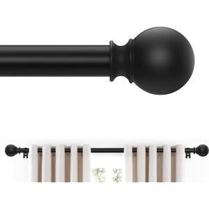 Matte Black Curtain Rods 18 to 60 Inches(1.5-5 Feet),5/8 inch Splicing Drapery Rods,Small Curtain Rods Set,Size: 18''-60'',Matte Black
