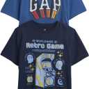 GAP Boys' Short Sleeve Graphic Tee 2-Pack (Blue, S)