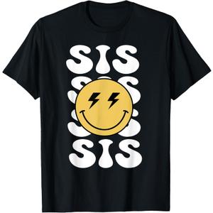Sis One Happy Dude Birthday Theme Family Matching T-Shirt, Size XS, Black