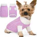 Dog Sweater for Small Dogs Argyle Cable Knit Turtleneck Pullover Winter Clothes for Boys Girls Stretch Chihuahua Yorkie Puppy Christmas Doggie Pet (S, Purple)