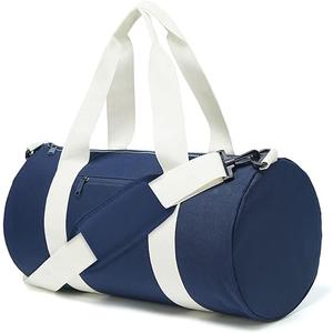 Small Gym Bag Duffel Bag for Women Men Fitness Sports Bag Workout Adjustable Detachable Shoulder Strap Lightweight Carry on Travel Duffle Bag (Navy/Off-White, 19" / Medium / 24L)