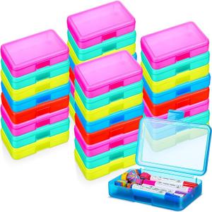 Zhehao 40 Pack Plastic Pencil Box Bulk, Hard Case for Kids, Multicolor
Clear Lid Cases for School Supplies, 3 Compartment Organizer, Hard Plastic Utility Holder with Pens Brushes, Classroom Use
