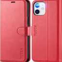TUCCH Wallet Case for iPhone 12 Pro/12 5G, RFID Blocking Card Slot Stand [Shockproof TPU Interior Case] PU Leather Magnetic Protect Flip Cover Compatible with iPhone 12/12 Pro 6.1-inch, Red