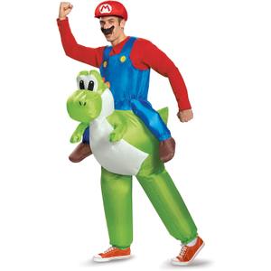 Disguise Adult Super Mario Bros Mario Ride On Yoshi Inflatable Costume | Video Game Riding On Costume for Men & Women