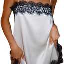 SOLY HUX Women's Satin Lace Camisole Tops Y2k Spaghetti Strap Silk Summer Going Out Top Size S