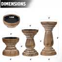 Candle Holder for Pillar Candle Set of 3, Farmhouse Wood Candle Holder, Rustic Wooden Candle Stand, Vintage Small Wooden Candlestick HoldersDecorative for Living Room, Table Centerpiece (Brown)