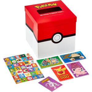 Hallmark Pokmon Valentines Day Cards and Mailbox for Kids School Classroom Exchange (1 Box, 32 Valentine Cards, 35 Stickers, 1 Teacher Card) (Pokemon)