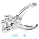 2 in 1 Badge Slot Hole Punch for ID Cards, Heavy Duty Hand Punch Metal Hole Puncher for PVC Material, Business Cards, Paper and Cardstock (5mm Round Hole &13mm X 3mm Slot Hole, Silver)