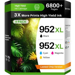 952XL Ink Cartridges Combo Pack Compatible for HP 952XL 952 XL Black Color Combo Pack Work for HP Officejet Pro 8710 7740 8715 8720 7720 8725 8702 8210 8730 8740 8216 8745 Printers(4 Packs, B/C/M/Y)
