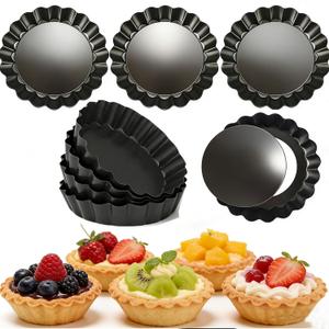 DATANYA 12Packs Mini Tart Pans 4 Inch Tart Pan Removable Bottom Round Nonstick Quiche Pan, Heavy Duty Fluted Side for Pies, Mousse Cakes, Dessert Baking