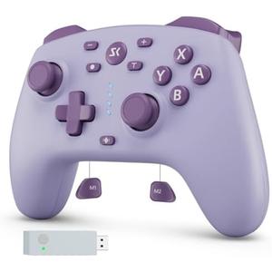 Wireless Switch Controller for Switch/Switch 2/Lite/OLED/PC Controller with 2.4G Adapter, Purple Switch Controller with Hall Joysticks & Hall Triggers, Switch Pro Controller with Wake-up, 2 Back Programmable Buttons, Turbo Function