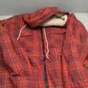 *WINDFIT Women's Full Zip Fleece Flannel Jacket Plaid Sherpa Lined Jacket for Women, Size XL, Red