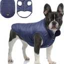 Warm Dog Coat, Windproof Dog Jacket Fleece Pet Winter Coats Solid Color Dogs Clothes Cold Weather Pet Jacket Vest Soft Puppy Apparel for Small Medium Dogs Cat (S, Navy) (Small(Chest: 15.7'', Back: 11.0''))